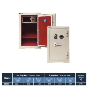 2080B KPK Ev Ofis Kasası | Parmak İzi Kilitli | Kadifeli